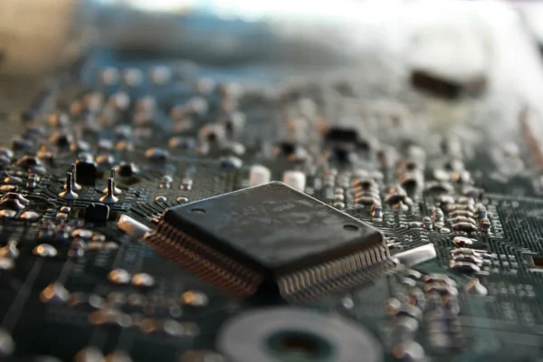 Artificial Intelligence in Daily Life: Practical Ways AI Is Changing How We Work Close-up of a microprocessor chip on a circuit board with shallow depth of field