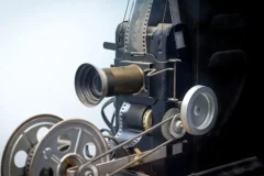Why Streaming Changed Storytelling: The New Rules of TV and Film Classic film projector with large reels lit against a bright studio background